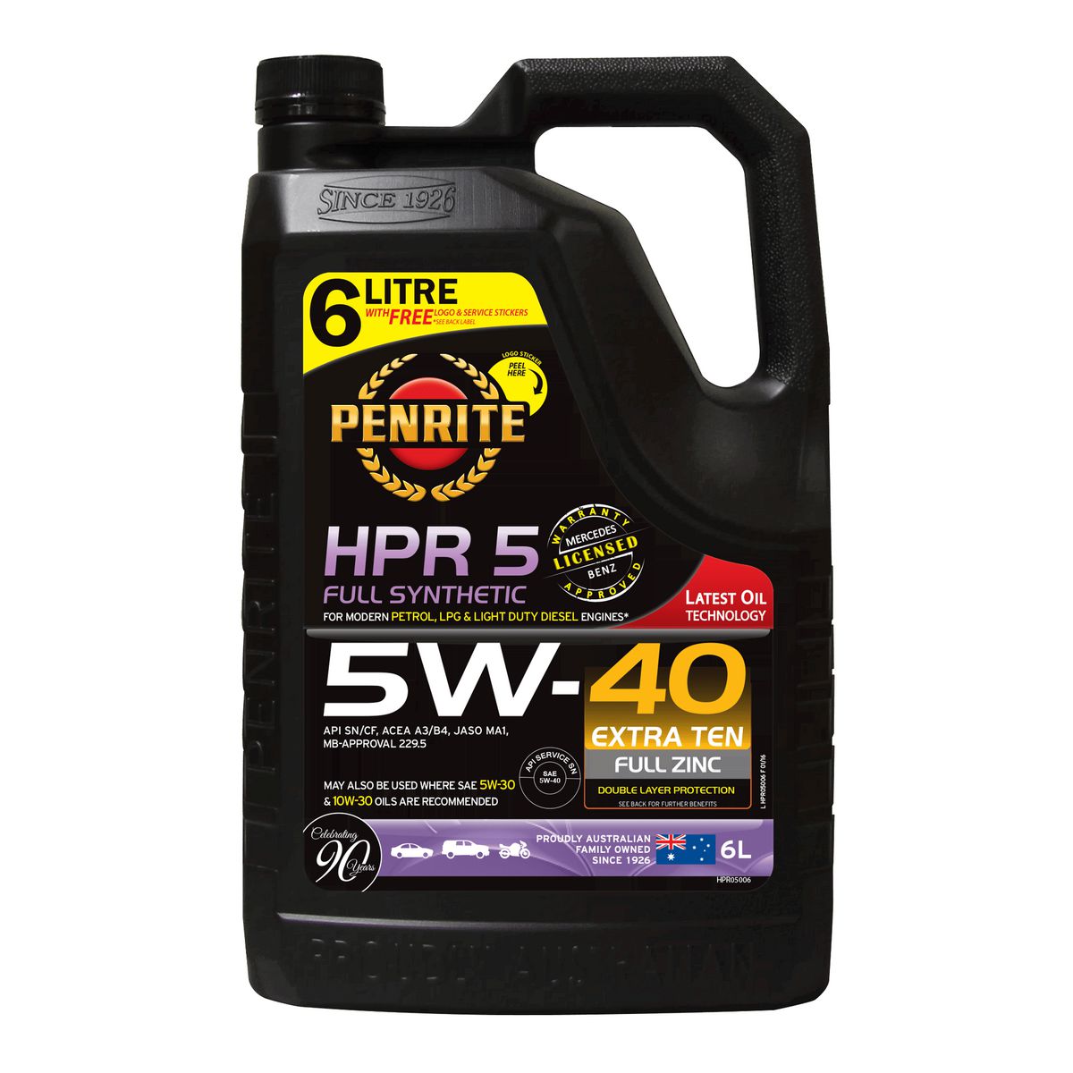 Penrite HPR 5 SAE 5W-40 Engine Oil 6L - HPR05006