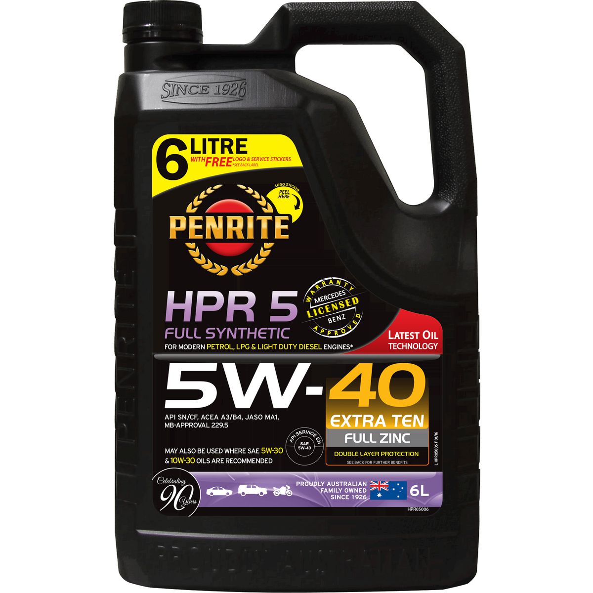 Penrite HPR 5 SAE 5W-40 Engine Oil 6L - HPR05006