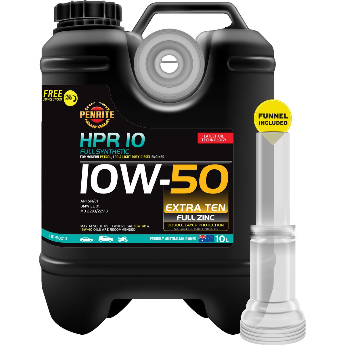 Penrite HPR 10 SAE 10W-50 Engine Oil 10L - HPR10010