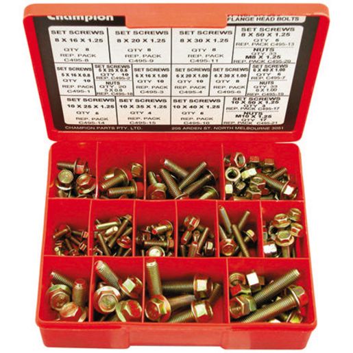 Champion Hex Flange Bolts Assortment Metric Gr8.8 - CA200