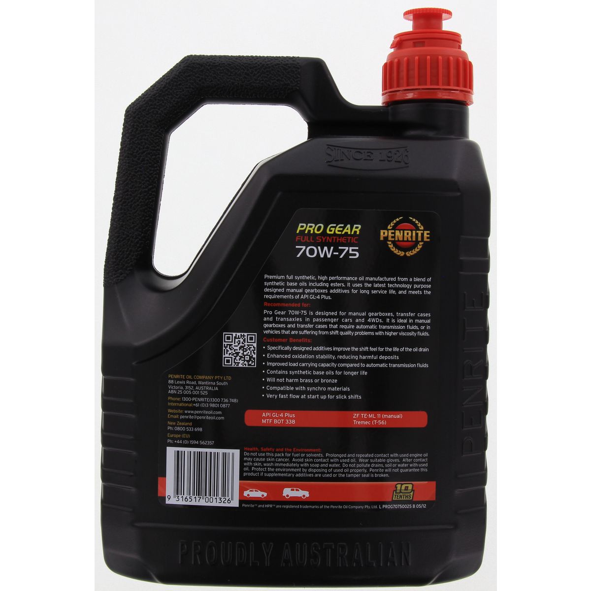 Penrite Pro Gear 70W-75 Gear Oil 2.5L - PROG70750025