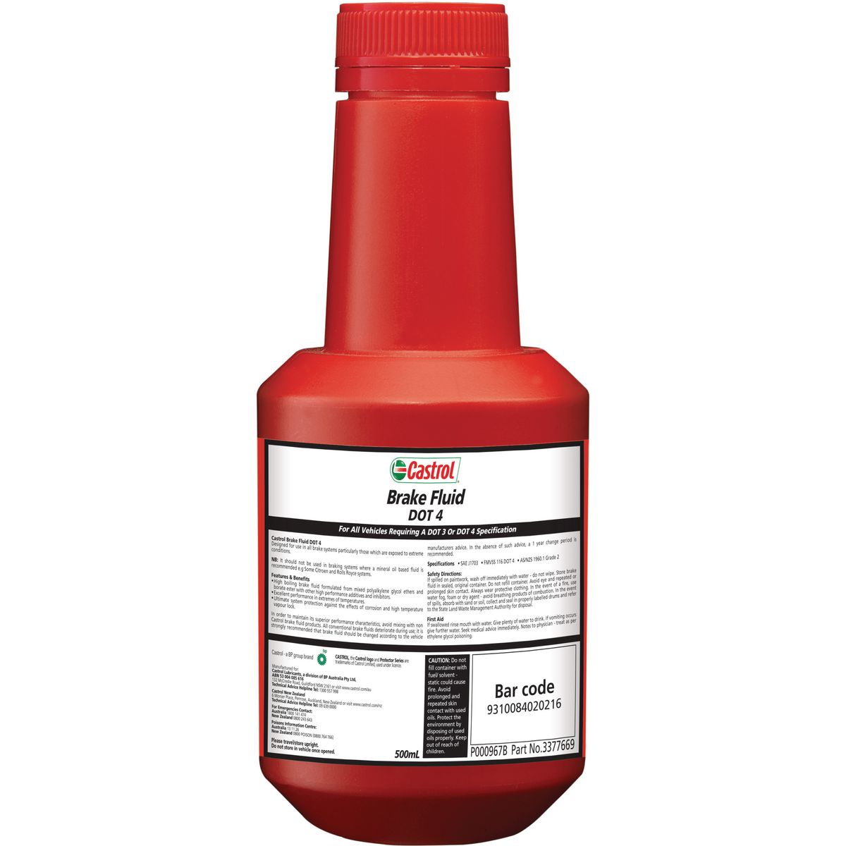 Castrol Brake Fluid Dot 4 500Ml - 3377669