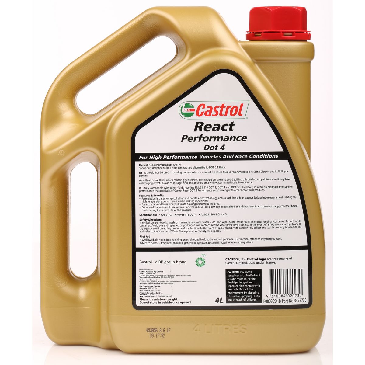 Castrol Brake Fluid Dot 4 React Performance 4L - 3377736