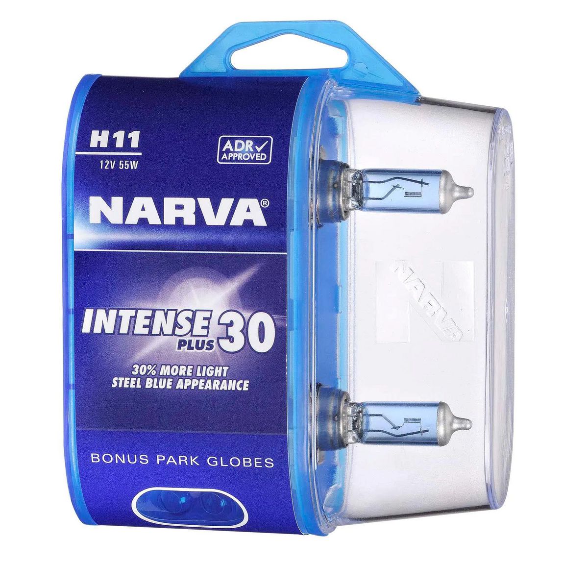 Narva H11 PGJ19 2 Intense Blue Globe 12V 55W - 48478BL2
