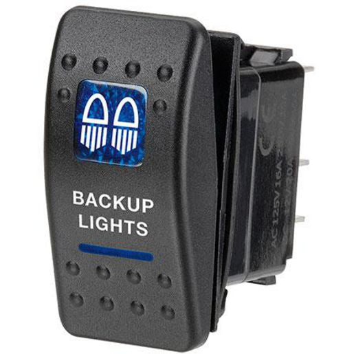 Narva Sealed Rocker Switch Off/On SPDT 12V Blue Illuminated Backup Lights Symbol - 63142BL