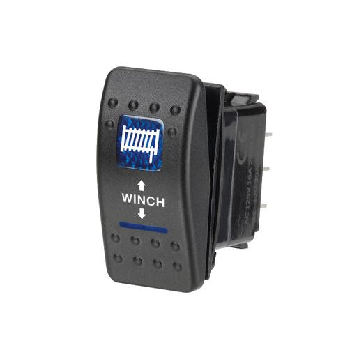 Narva Sealed Rocker Switch Momentary On/Off/Momentary On DPDT 12V Blue Illuminated Winch Symbol - 63148BL