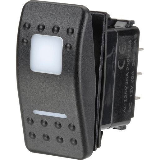 Narva Sealed Rocker Switch Momentary On/Off/Momentary On DPDT 12V/24V Red LED - 63172BL