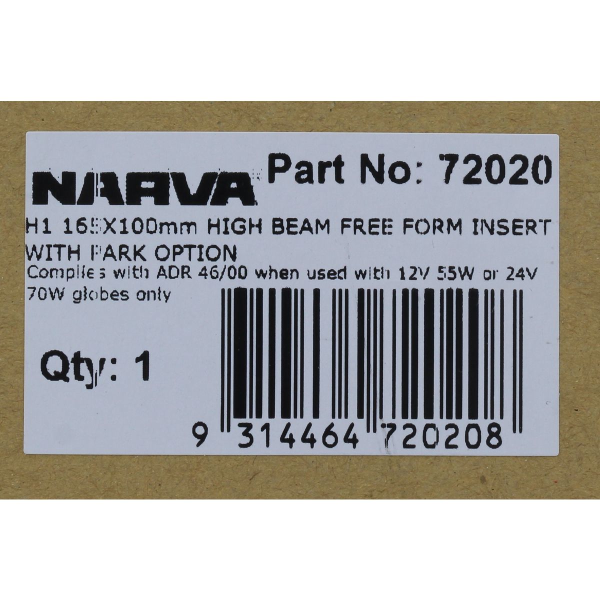 Narva Semi Sealed 165 X 100mm H1 - 72020