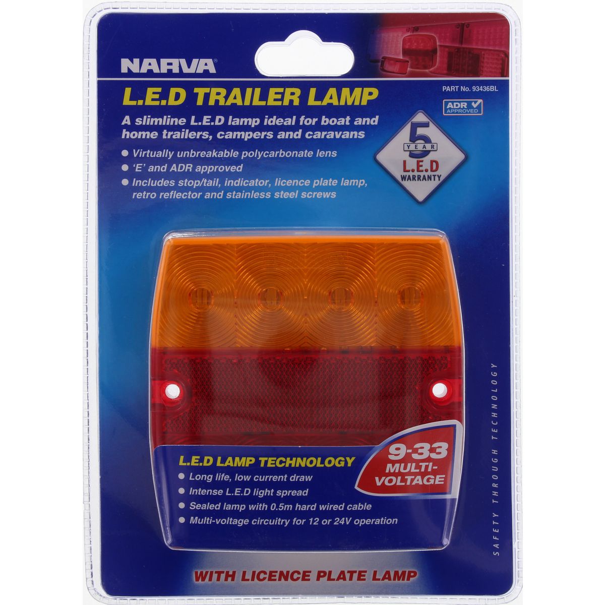 Narva Stop/Tail/Indicator Light LED 9 to 33V - 93436BL