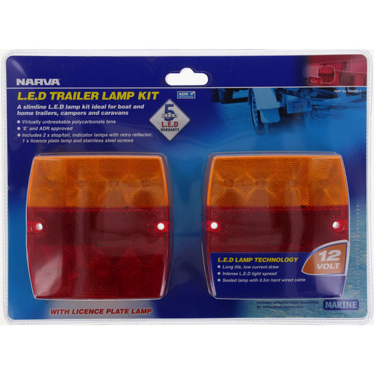 Narva MDL34 Stop/Tail/Indicator Light With Licence Plate Lamp LED 12V 2 Pce - 93440BL2