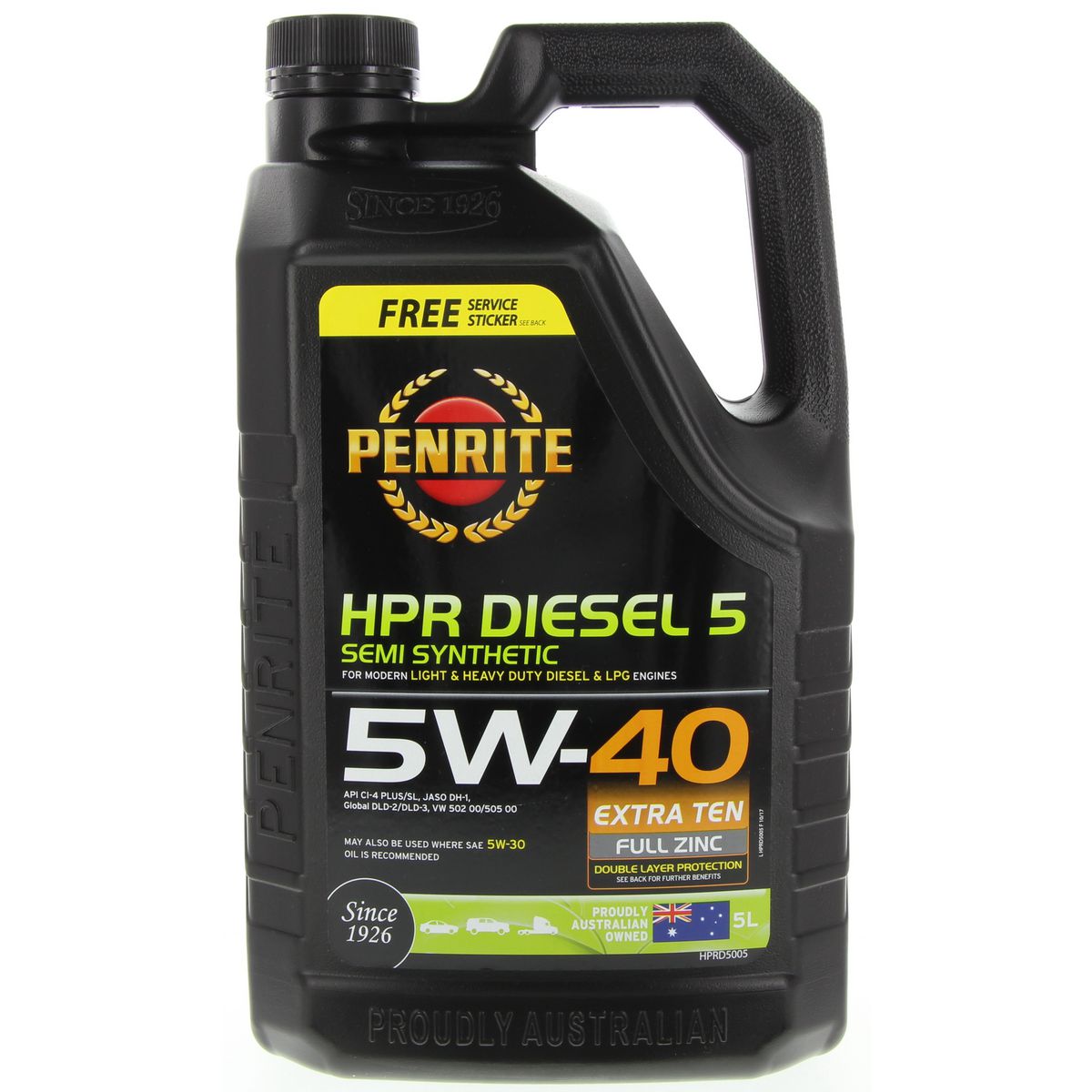 Penrite HPR Diesel 5 SAE 5W-40 Engine Oil 5L - HPRD5005