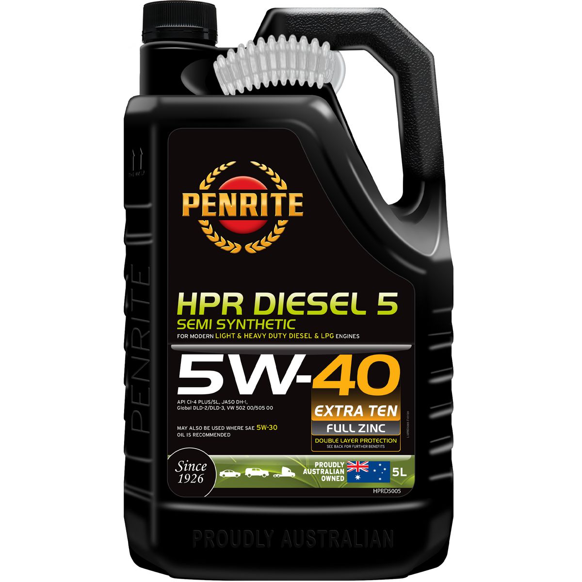 Penrite HPR Diesel 5 SAE 5W-40 Engine Oil 5L - HPRD5005