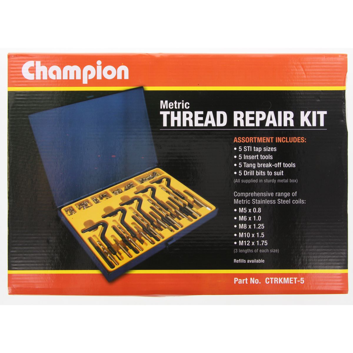 Champion Metric Thread Repair Kit 5 Sizes - CTRKMET-5