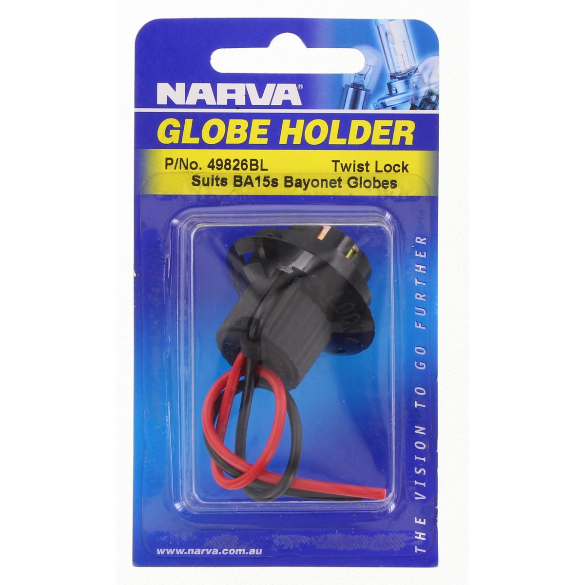 Narva Globe Holder BA15s Twist Lock Pre Wired 1 Pack - 49826BL