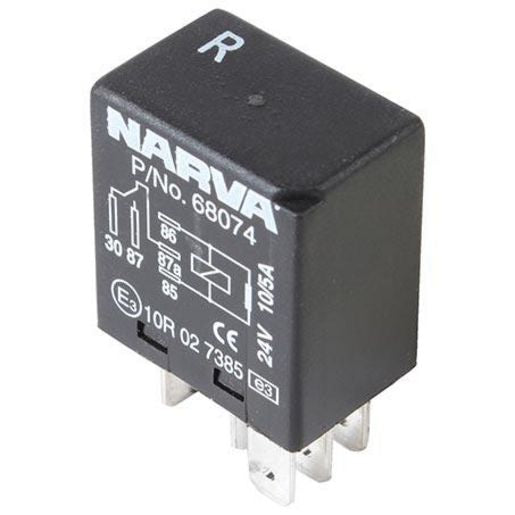 Narva Micro Relay 24V Change Over 10/5A Resistor Protected - 68074