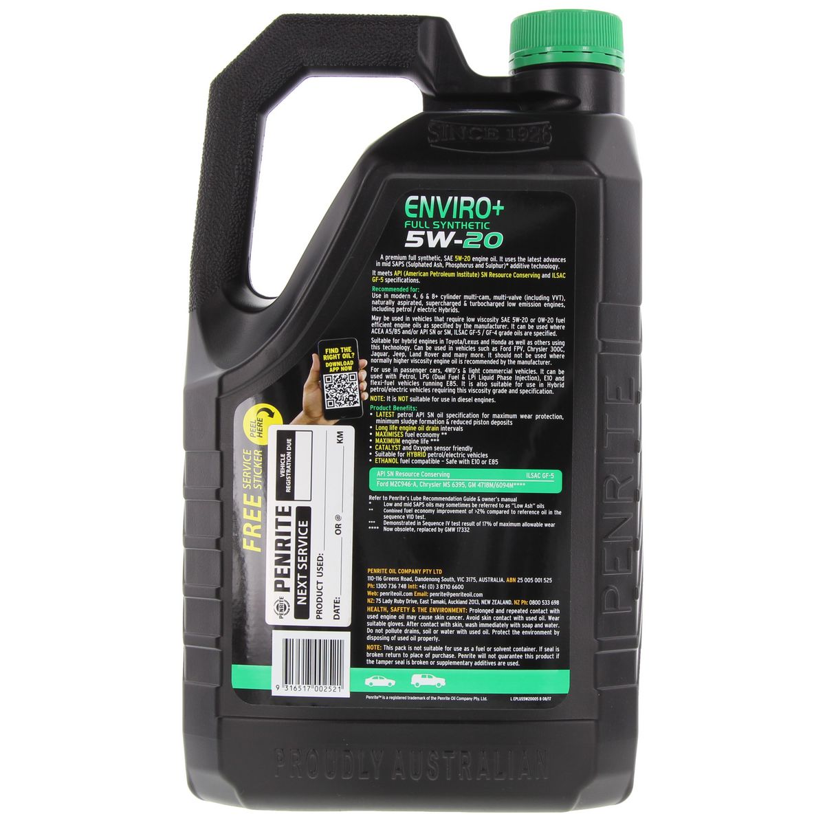 Penrite Enviro+ 5W-20 Engine Oil 5L - EPLUS5W20005