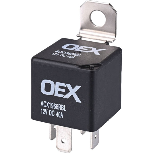 OEX Mini Relay 12V 4 Pin Normally Open 40A (30 & 86 terminals are reversed) Resistor Protected, Sealed - ACX1966RBL