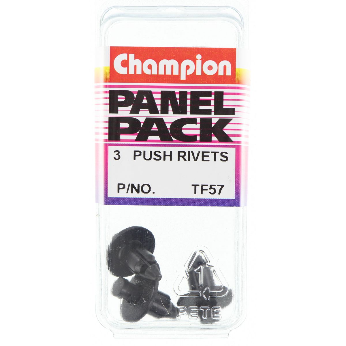 Champion Push Rivet  Black Len: 13mm Hole: 6.3mm Head: 15mm - TF57