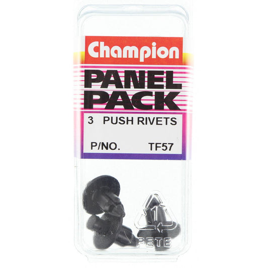 Champion Push Rivet  Black Len: 13mm Hole: 6.3mm Head: 15mm - TF57