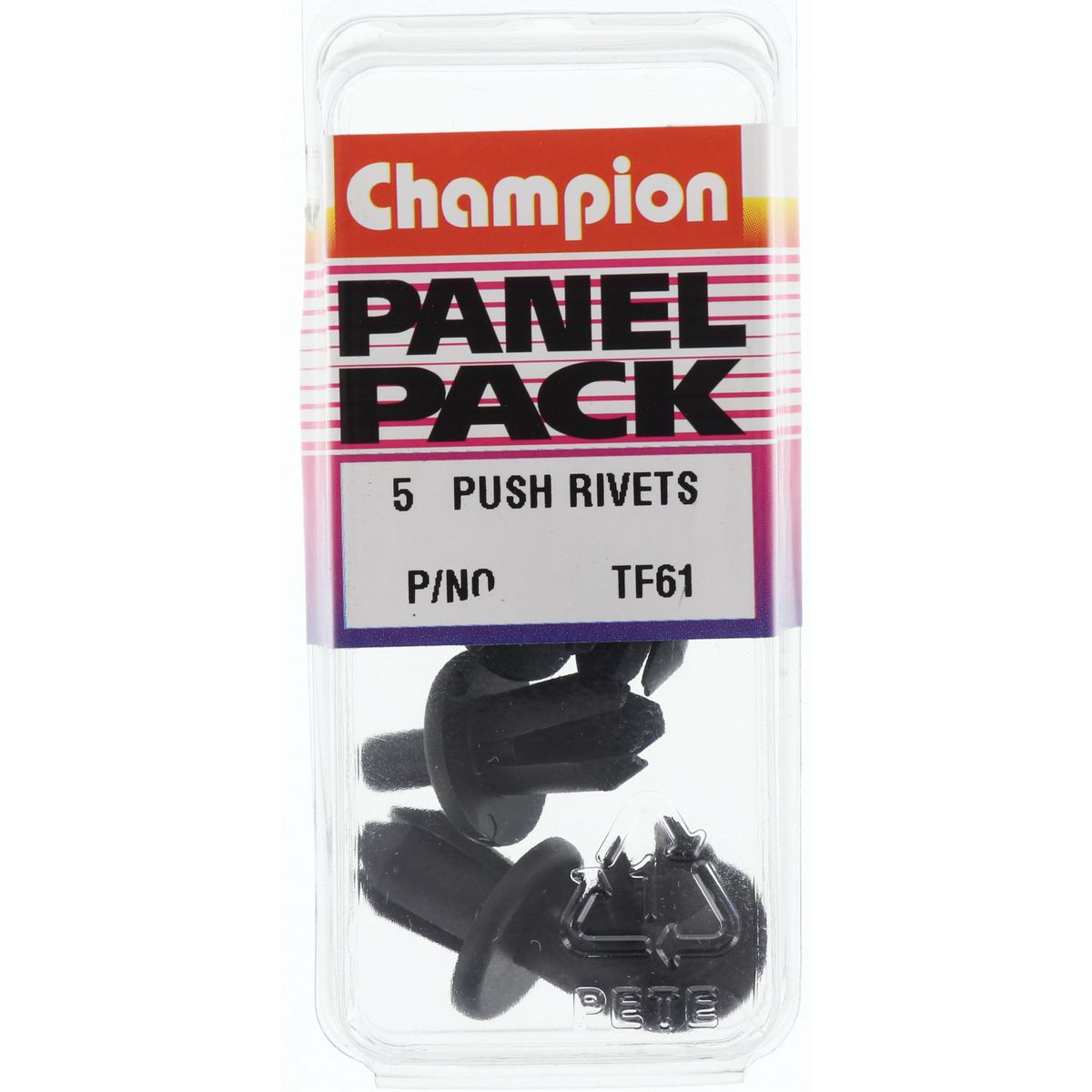 Champion Push Rivet  Black Len: 14mm Hole: 9mm Head: 16mm - TF61