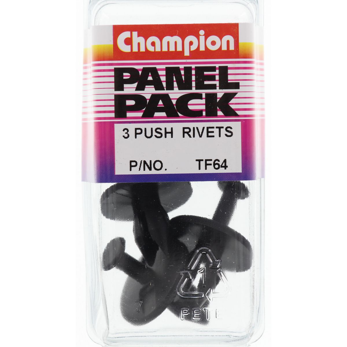 Champion Push Rivet  Black Len: 18mm Hole: 10mm Head: 25mm - TF64