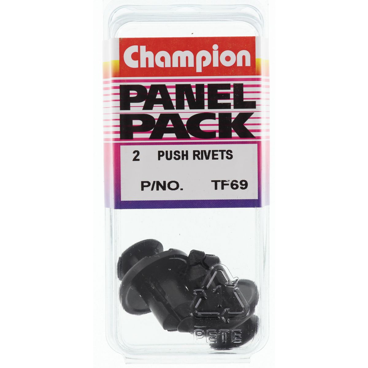 Champion Push Rivet  Black Len: 13mm Hole: 10mm Head: 20mm - TF69