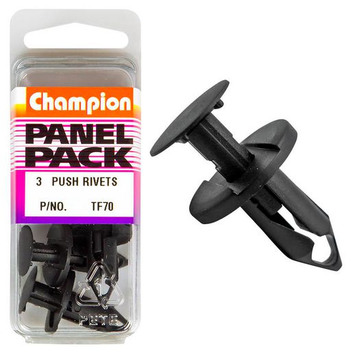 Champion Push Rivet  Black Len: 20mm Hole: 8mm Head: 20mm - TF70