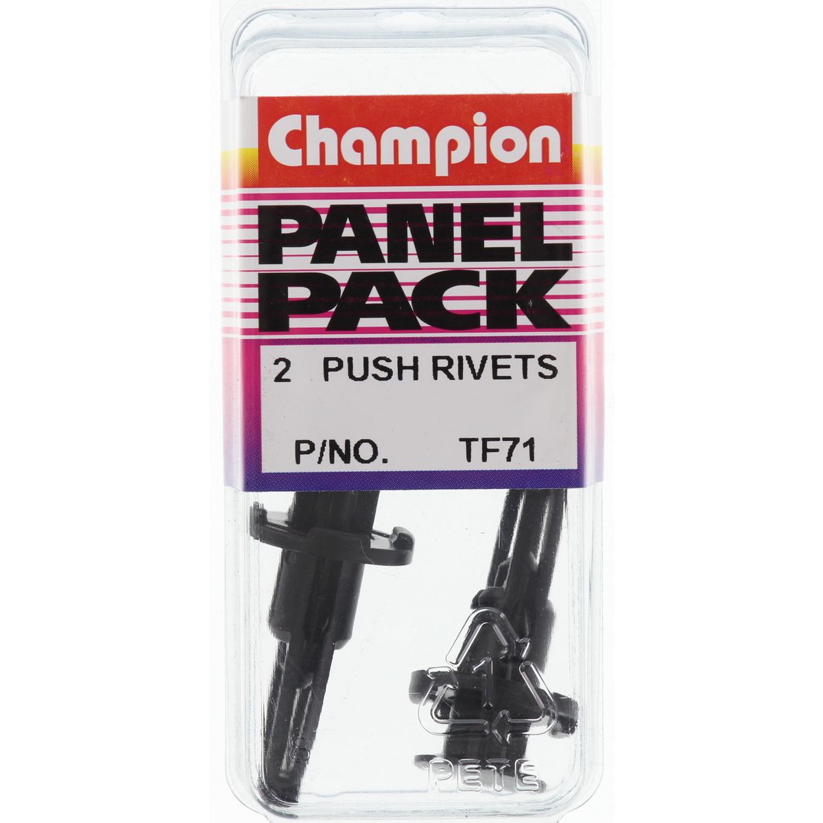 Champion Push Rivet  Black Len: 28mm Hole: 9mm Head: 18mm - TF71