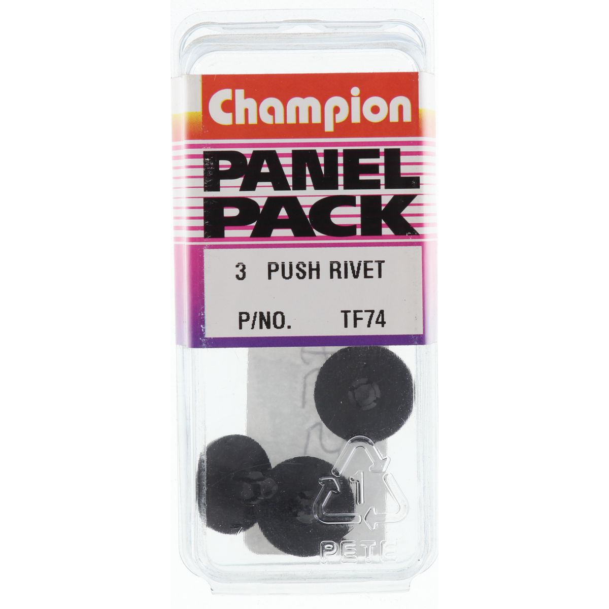 Champion Push Rivet  Black Len: 14mm Stem Dia: 5mm Head: 15mm - TF74