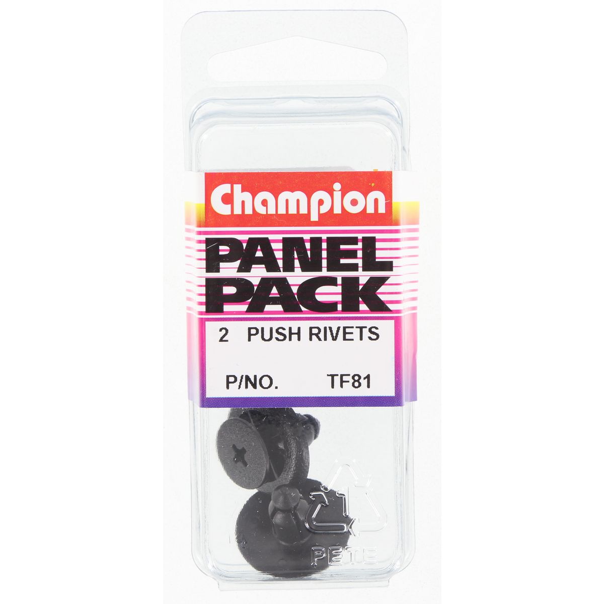 Champion Push Rivet  Black Len: 8mm Hole: 7mm Head: 20mm - TF81