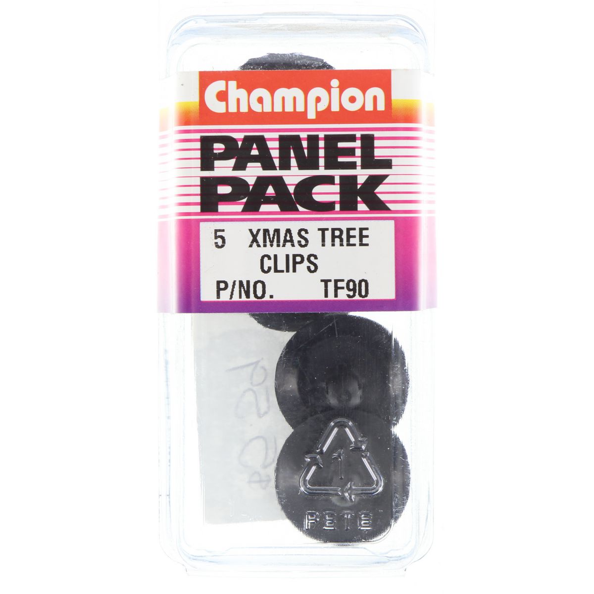 Champion Xmas Tree Clip Black Len: 15.7mm Stem Dia: 6.2mm Head: 24mm - TF90
