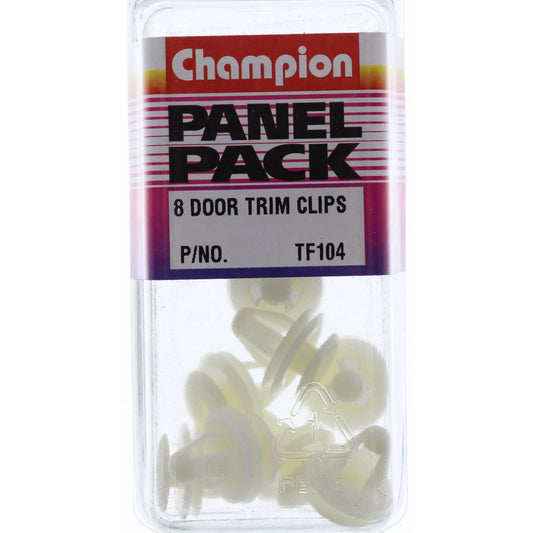 Champion Door Trim Clip  Clear Stem Dia: 9mm Top Head: 13mm  Mid: 16mm  Bottom Head: 16mm - TF104
