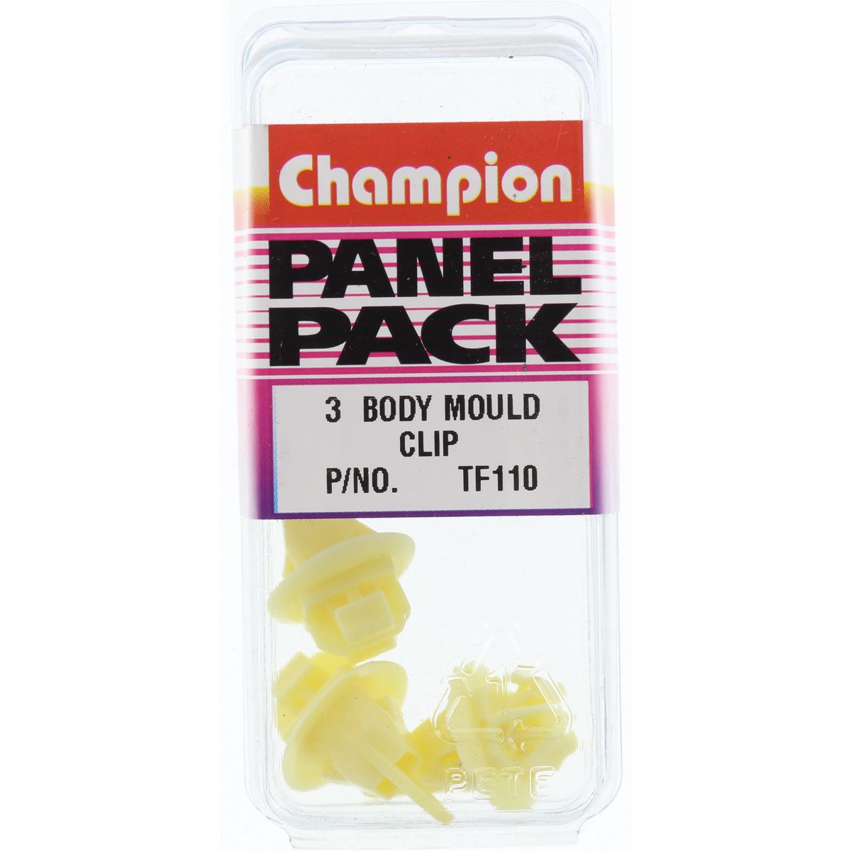 Champion Body Mould Clip  Yellow Len: 17mm Head: 17mm - TF110