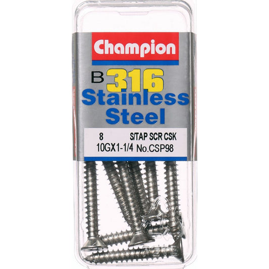 Champion Self Tapper Screw CSK Phillips Stainless Steel 4.8x32mm 316/A4 - CSP98