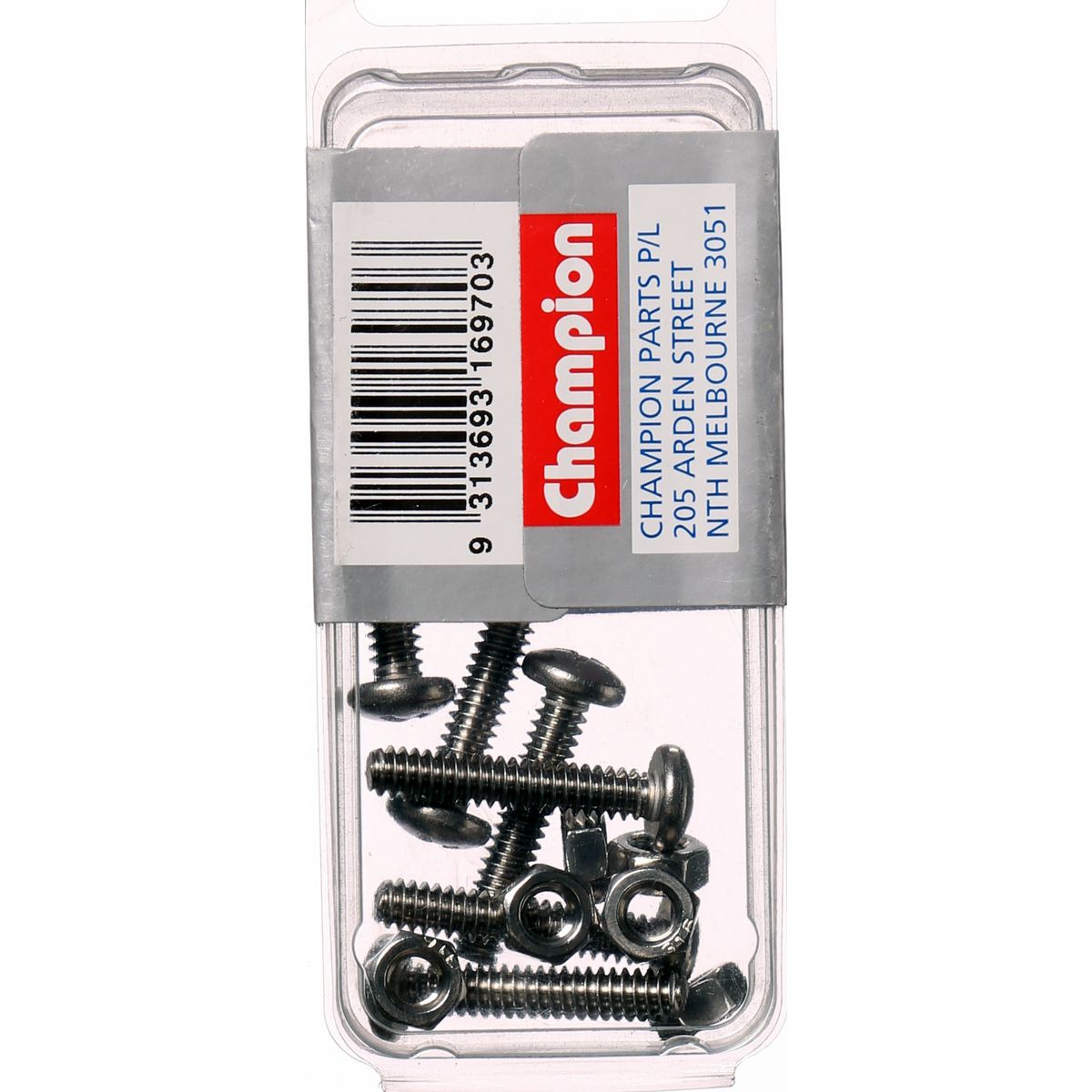 Champion Machine Screw & Nut Pan Phillips Stainless Steel 3/16inx1in 316/A4 - CSP67