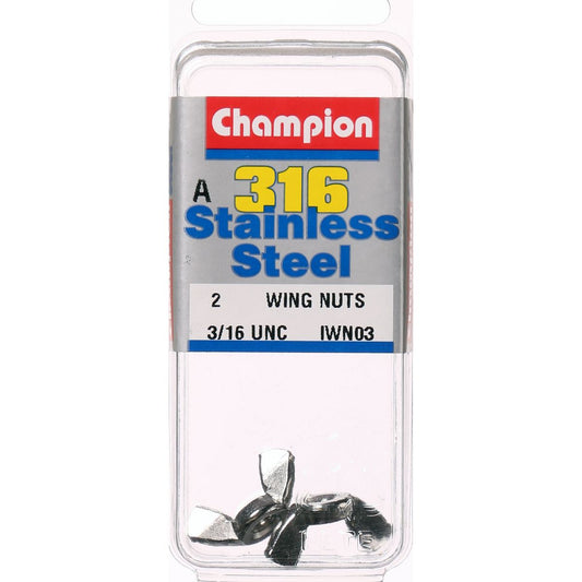 Champion Wing Nut Stainless Steel 3/16in UNC 316/A4 - IWN03