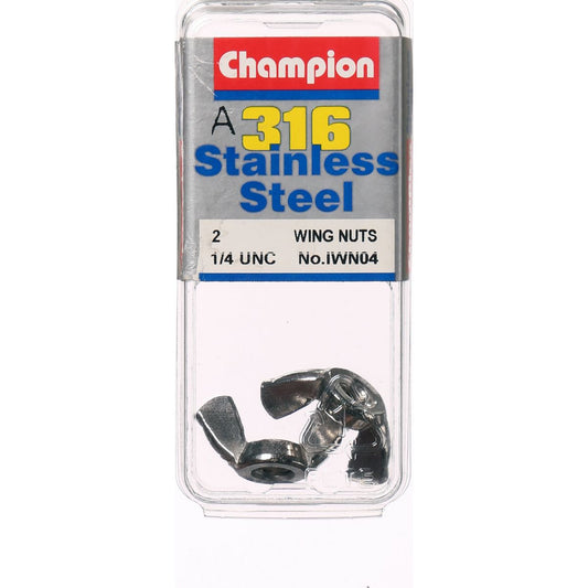 Champion Wing Nut Stainless Steel 1/4in UNC 316/A4 - IWN04