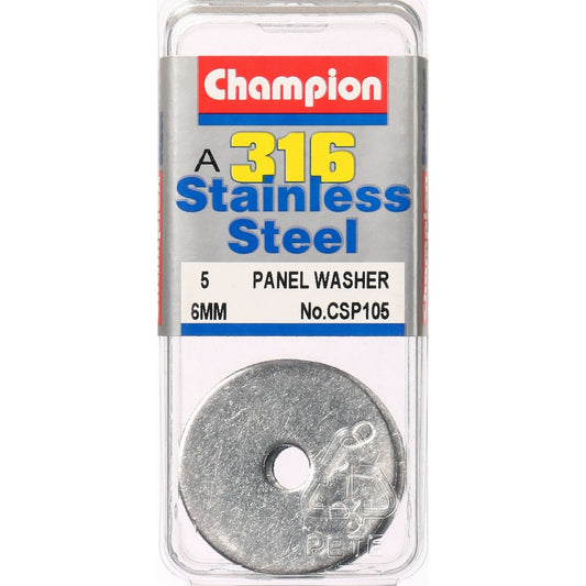 Champion Washer Body Panel Stainless Steel 6mm 316/A4 - CSP105