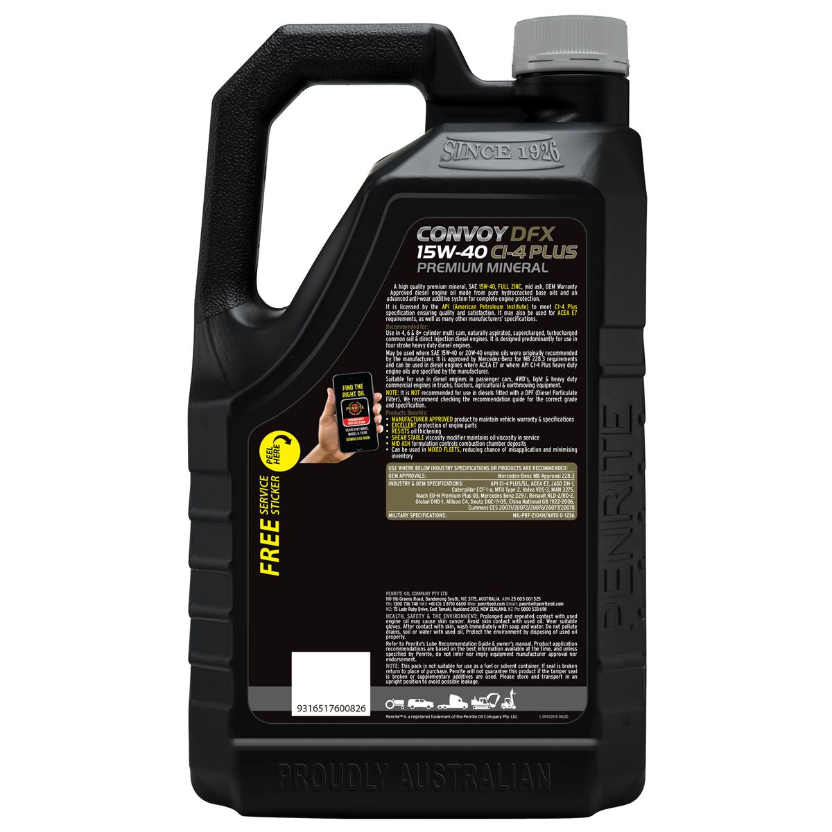 Penrite Diesel Fx Diesel 15W-40 Ci-4 Plus-Sl Engine Oil 5L - DFX005