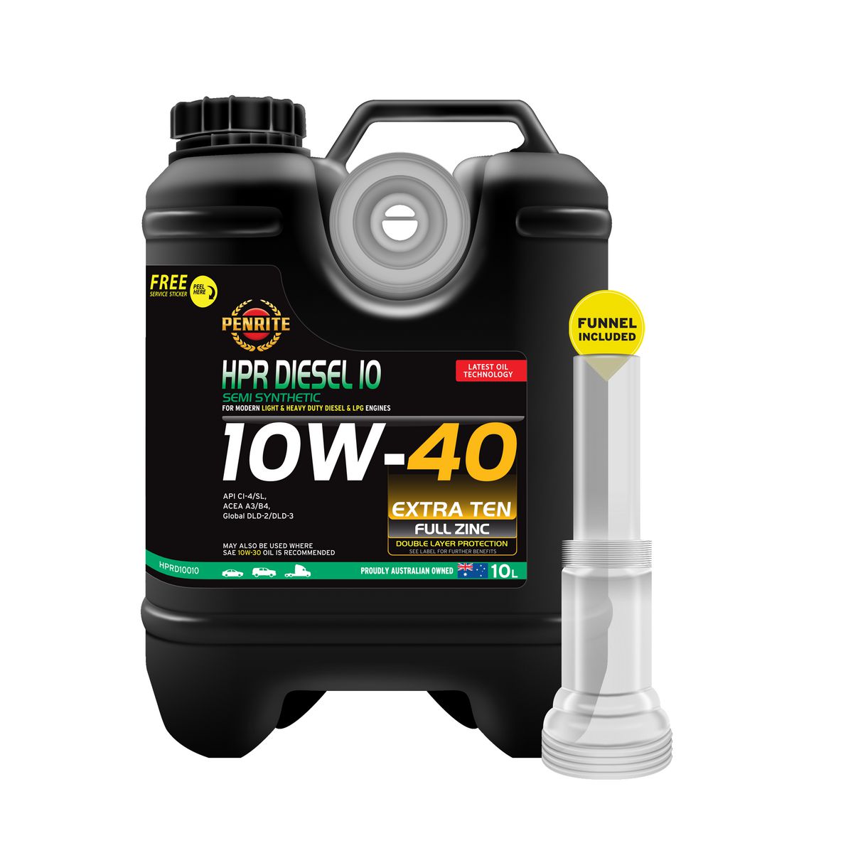 Penrite HPR Diesel 10 SAE 10W-40 Engine Oil 10L - HPRD10010