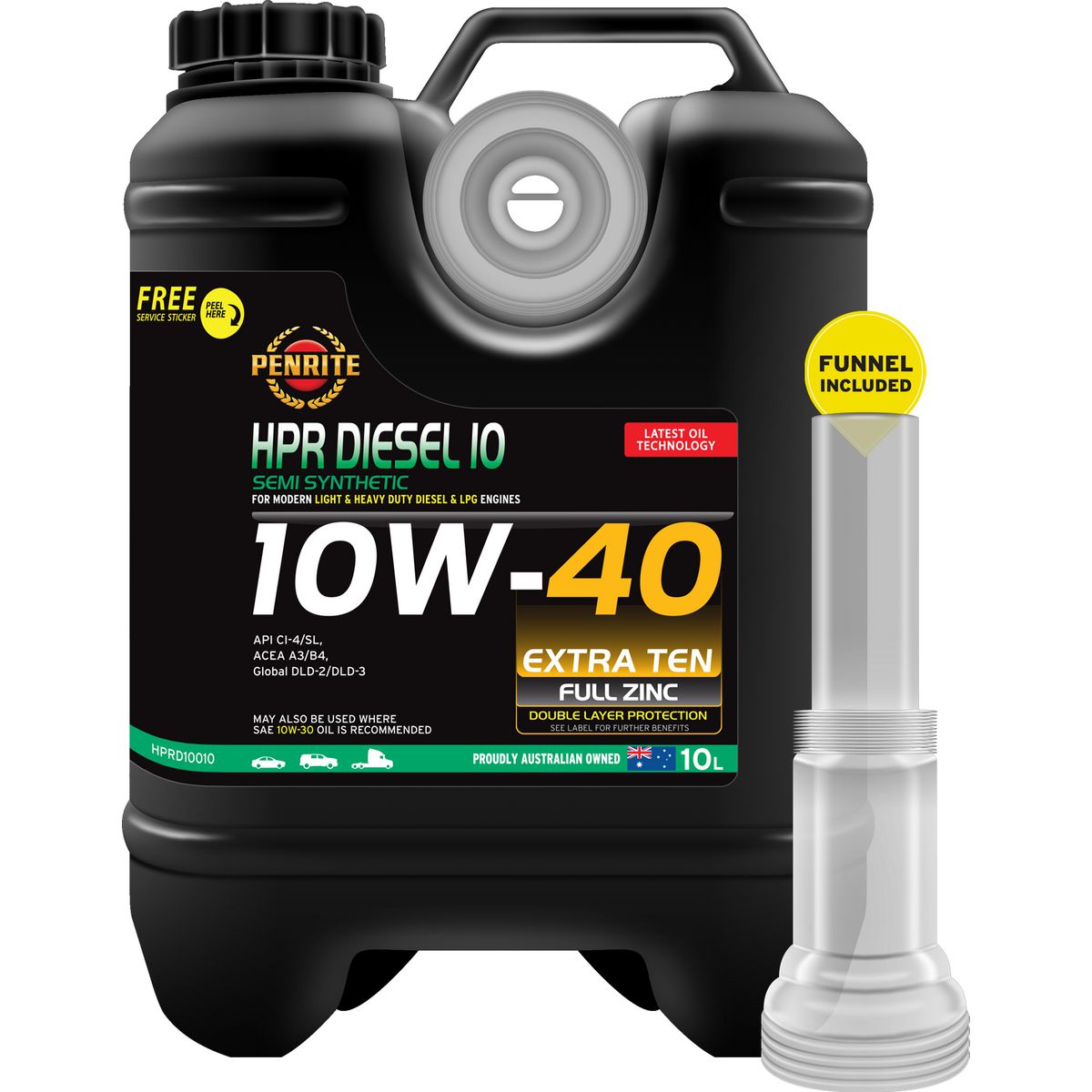 Penrite HPR Diesel 10 SAE 10W-40 Engine Oil 10L - HPRD10010