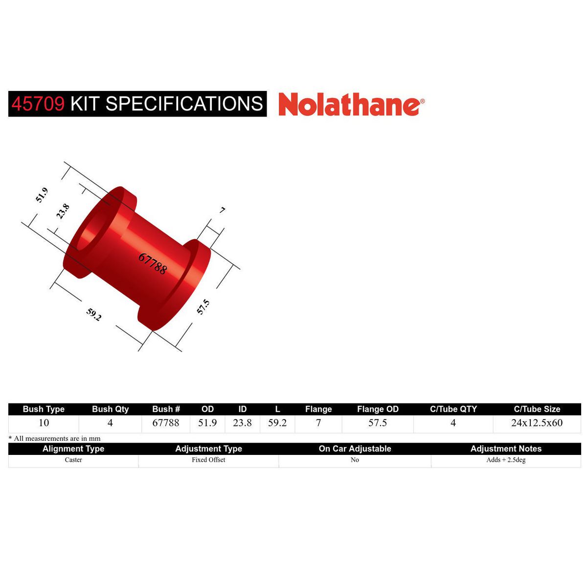 Nolathane Front Leading Arm To Diff Bushing Kit - 45709