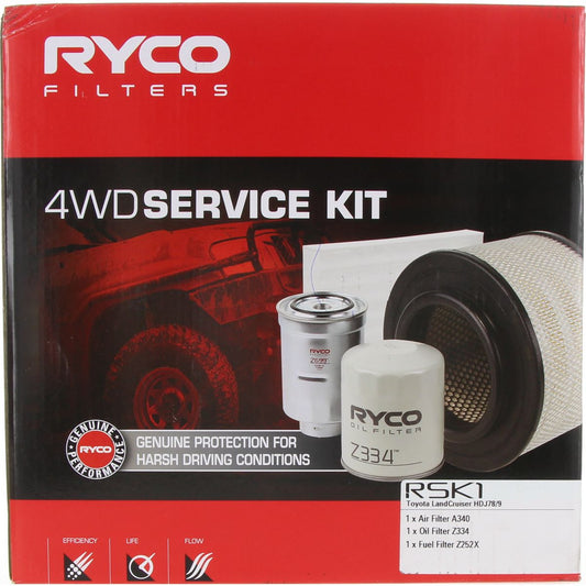 Ryco 4WD Filter Kit to suit Toyota Landcruiser 1HZ, 1HD-T/FTE - RSK1