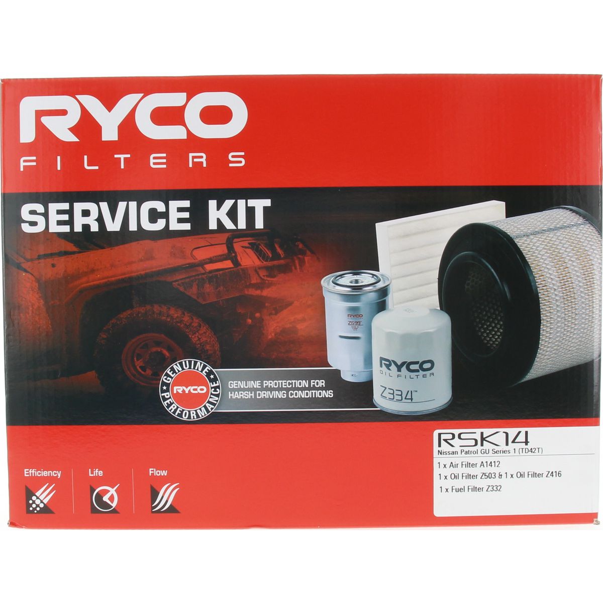 Ryco 4WD Filter Kit to suit Nissan Patrol GU Series 1 TD42T - RSK14