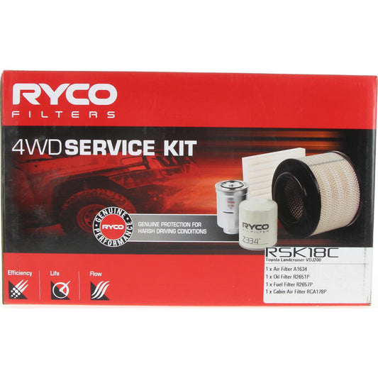 Ryco 4WD Filter Kit to suit Toyota Landcruiser VDJ200 - RSK18C