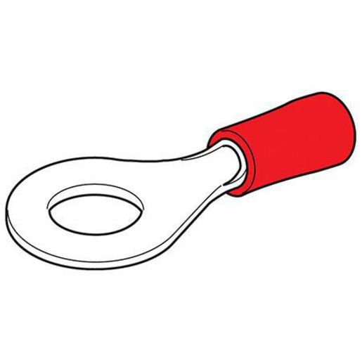HELLA Crimp Terminal Ring Red ID 6.3mm Vinyl 100 Pce - 8542