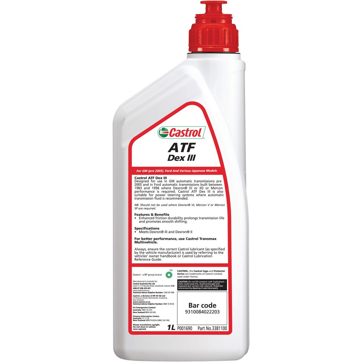 Castrol Automatic Transmission Fluid ATF Dex III - 1L 3381100