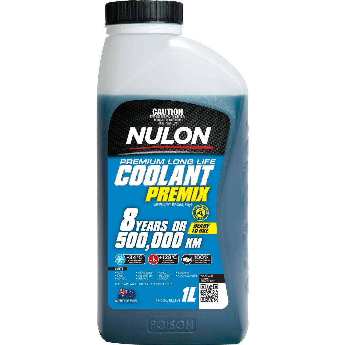 Nulon Coolant Blue Long Life Pre-mix 1L - BLLTU1