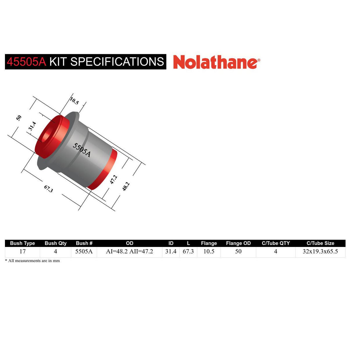 Nolathane Front Lower Control Arm Bushing Kit - 45505A