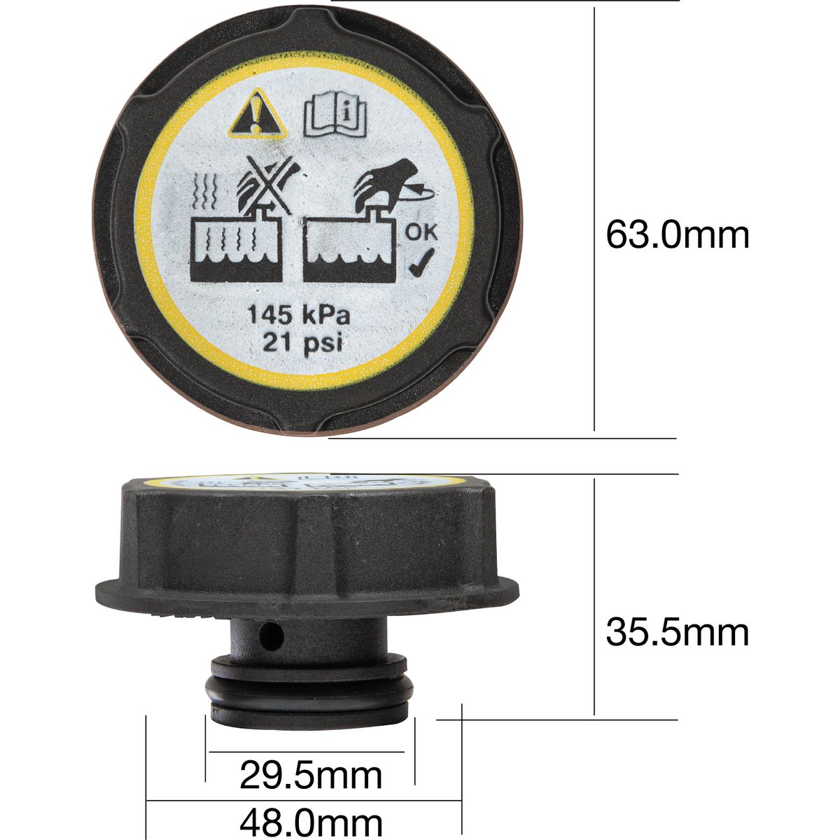 Tridon Radiator Cap 21 PSI - 145 KPA Plastic Screw On - DA21145